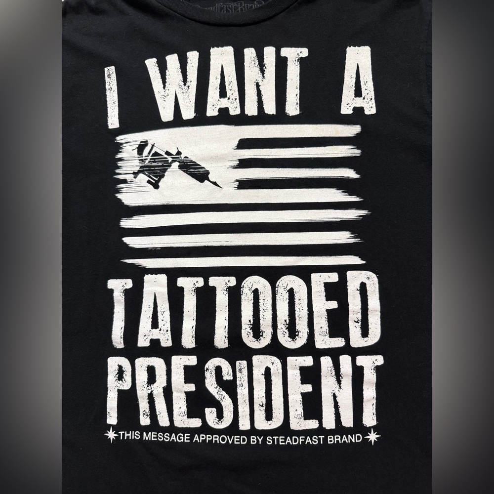 Steadfast Brand Tattooed President Graphic Tee Men’s Medium Black - Picture 3 of 6
